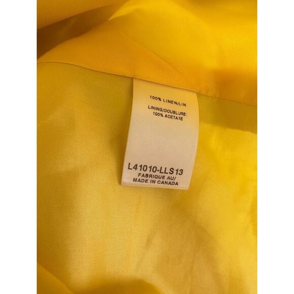Lundstrom Jacket Womens 10 Waxed Linen Bright Yellow Pockets Snap Front Modern - Picture 7 of 7